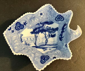 Antique Chelsea House Blue & White Fish Dish Trinket Bowl SAWTOOTH EDGES
